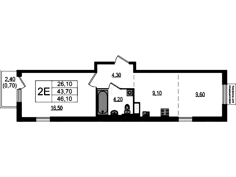1-комнатная квартира 44.4 м², 3/9 эт., ЖК «Курортный квартал»